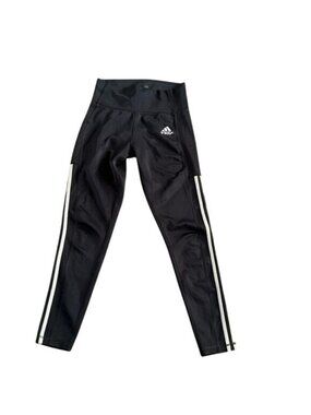 Adidas Black AEROREADY High-Waist Leggings With White Stripes Womens Size S